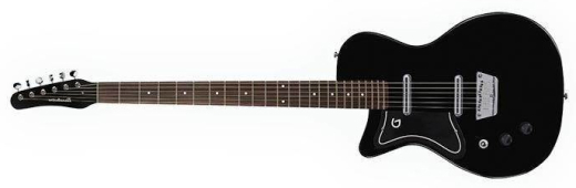 56 Baritone Single Cutaway Electric Guitar with Dolphin Headstock, Left-Handed - Black