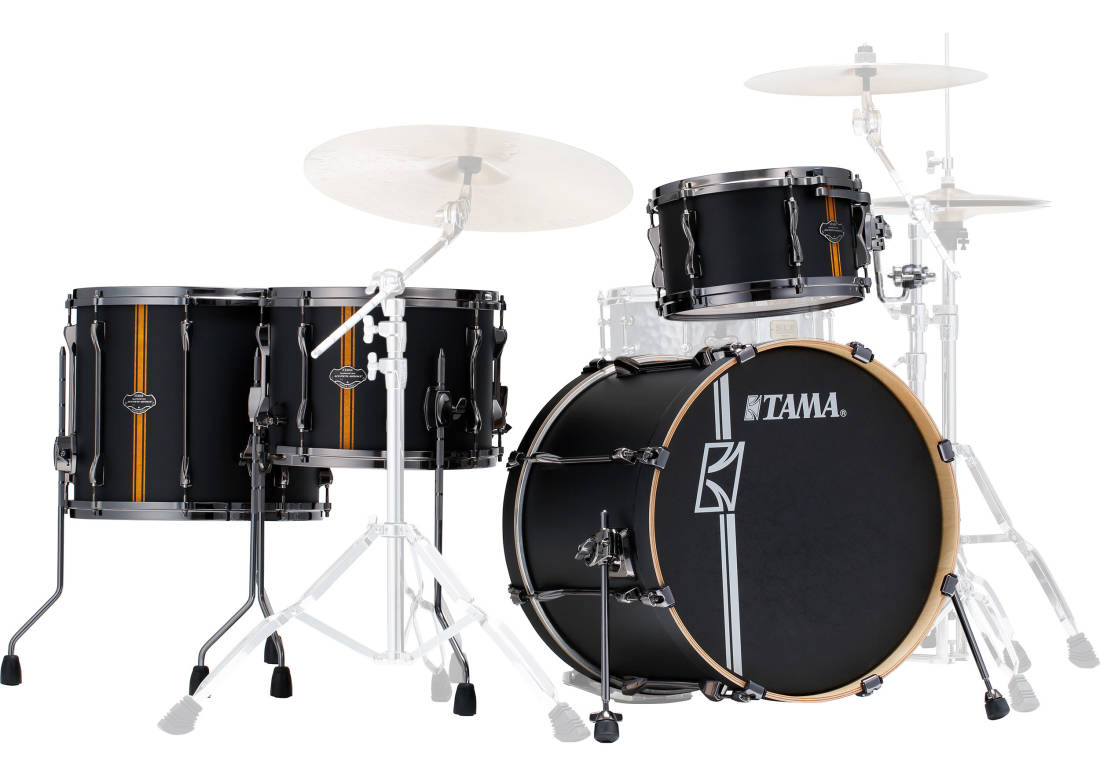 Hyper-Drive Duo 4-Piece Shell Pack (20,12,16, Duo Snare) - Flat Black Vertical Stripe