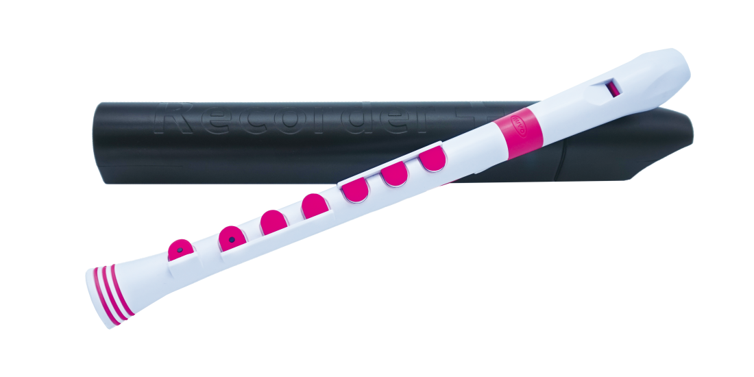 Recorder+ with Case - Baroque Fingering - White/Pink