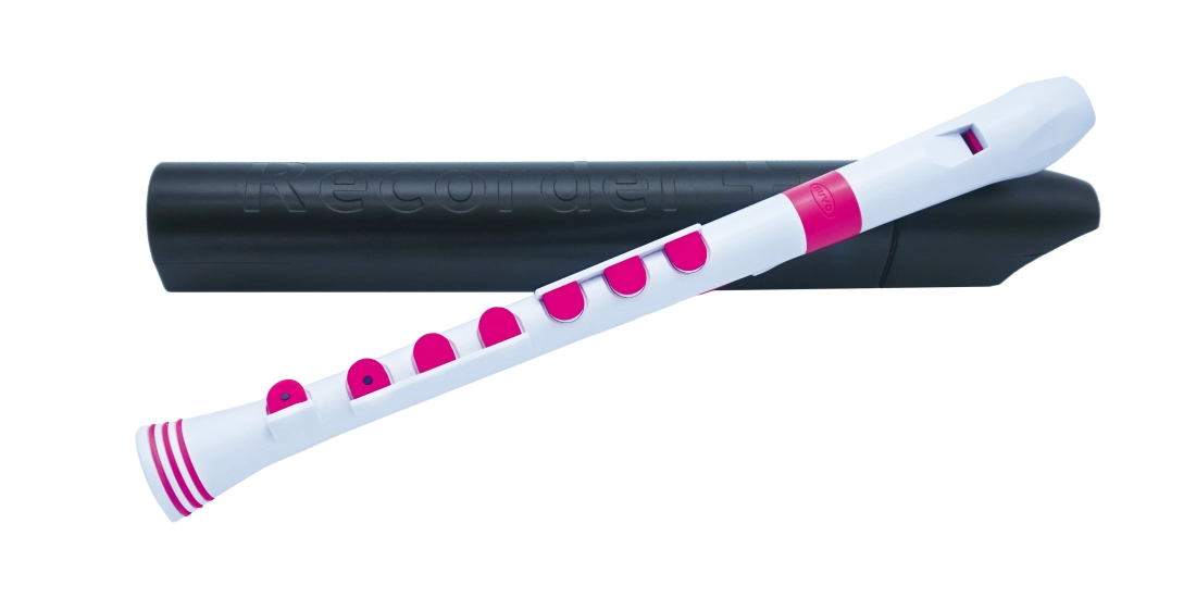 Recorder+ with Case - Baroque Fingering - White/Pink