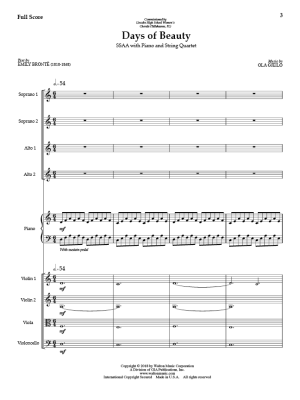 Days of Beauty - Bronte/Gjeilo - String Quartet Accompaniment - Score/Parts