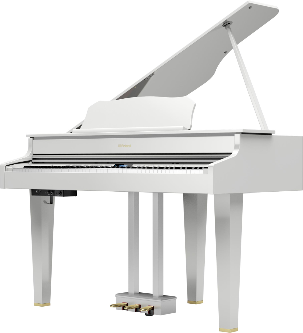 GP607 Digital Grand Piano - Polished White w/ Bench