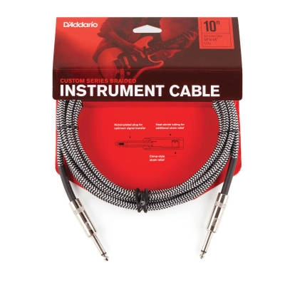 PW-BG-20BG Custom Series Braided Instrument Cable, Black-Grey - 20ft