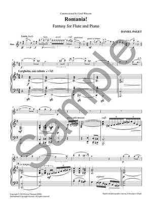 Romania! Fantasy for Flute and Piano - Paget/Wincenc - Sheet Music