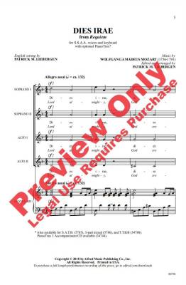 Dies Irae (from Requiem) - Mozart/Liebergen - SSAA