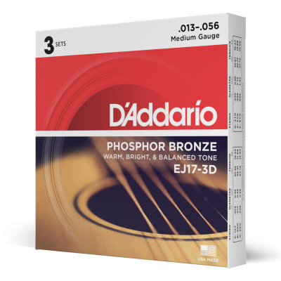 DAddario - 3 Pack of Phosphor Bronze Acoustic Strings