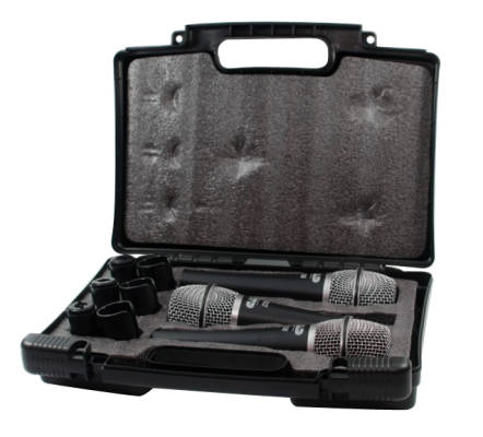 D38 Supercardioid Dynamic Vocal Microphones - 3 Pack w/ Case and Clips