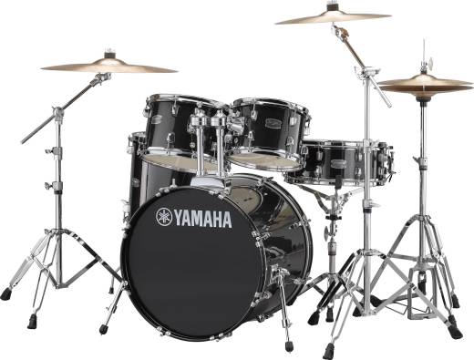 Rydeen 5-Piece Drum Kit (20,10,12,14,SD) with Hardware, Cymbals and Throne - Black Glitter