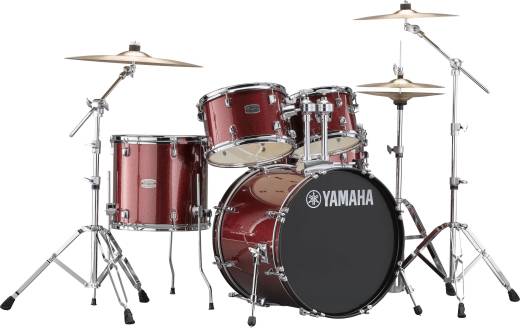 Rydeen 5-Piece Drum Kit (20,10,12,14,SD) with Hardware, Cymbals and Throne - Burgundy Glitter