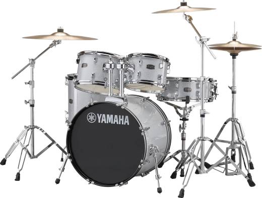 Yamaha - Rydeen 5-Piece Drum Kit (20,10,12,14,SD) with Hardware, Cymbals and Throne - Silver Glitter