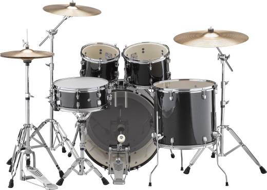 Rydeen 5-Piece Drum Kit (22,10,12,16,SD) with Hardware, Cymbals and Throne - Black Glitter