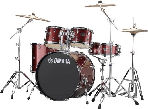 Yamaha - Rydeen 5-Piece Drum Kit (22,10,12,16,SD) with Hardware, Cymbals and Throne - Burgundy Glitter