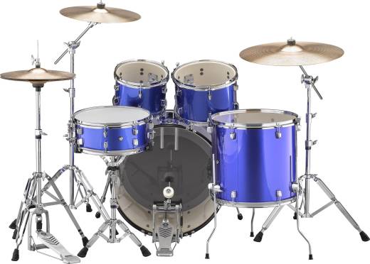 Rydeen 5-Piece Drum Kit (22,10,12,16,SD) with Hardware, Cymbals and Throne - Fine Blue