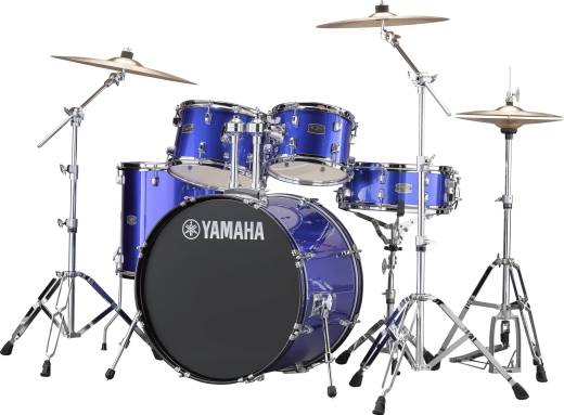 Rydeen 5-Piece Drum Kit (22,10,12,16,SD) with Hardware, Cymbals and Throne - Fine Blue