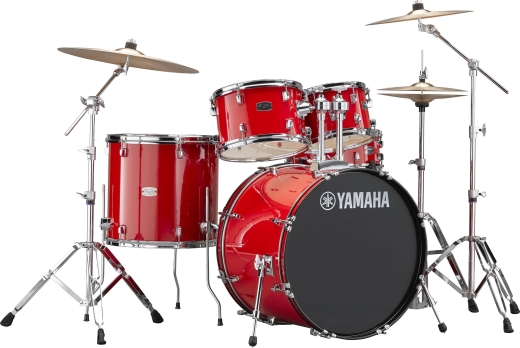 Yamaha - Rydeen 5-Piece Drum Kit (22,10,12,16,SD) with Hardware, Cymbals and Throne - Hot Red