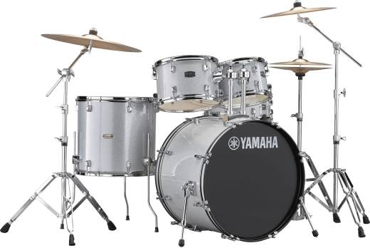 Yamaha - Rydeen 5-Piece Drum Kit (22,10,12,16,SD) with Hardware, Cymbals and Throne - Silver Glitter