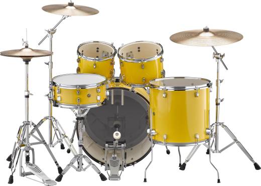 Rydeen 5-Piece Drum Kit (22,10,12,16,SD) with Hardware, Cymbals and Throne - Yellow