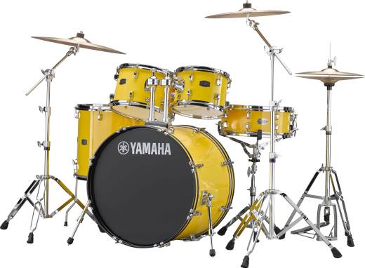 Rydeen 5-Piece Drum Kit (22,10,12,16,SD) with Hardware, Cymbals and Throne - Yellow