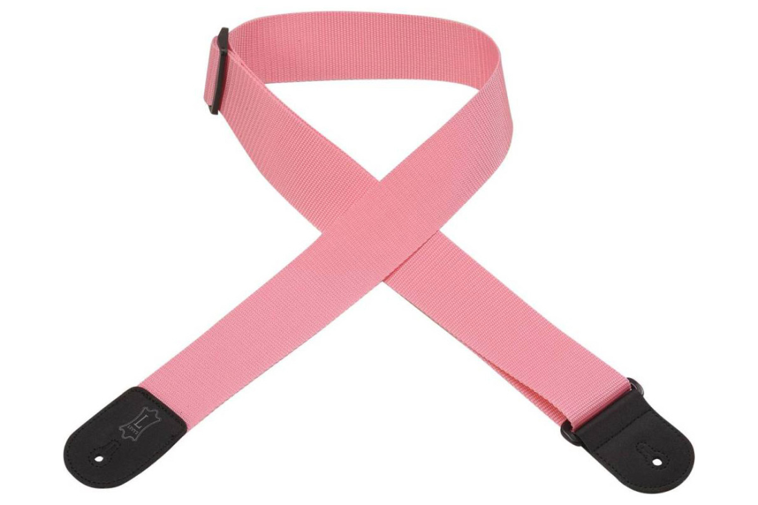 Polypropylene Guitar Strap with Leather Ends - Pink
