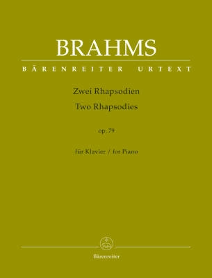 Baerenreiter Verlag - Two Rhapsodies for Piano op. 79 - Brahms/Kohn - Book