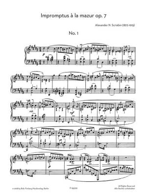 Impromptus a la mazur, Op. 7 for Piano - Scriabin - Book