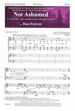 Not Ashamed - Watts/Arne/Forrest - SATB
