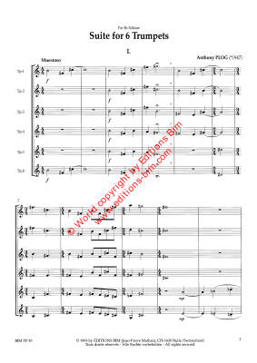 Suite for 6 Trumpets - Plog - Trumpet Sextet - Score/Parts