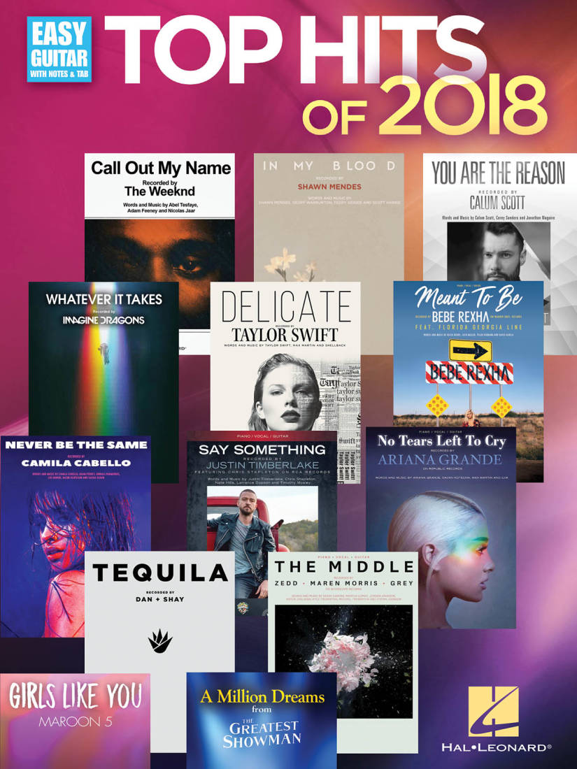 Top Hits of 2018 - Easy Guitar TAB - Book