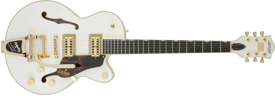 G6659TG Players Edition Broadkaster Jr. Center Block Single-Cut with String-Thru Bigsby and Gold Hardware, Ebony Fingerboard - Vintage White