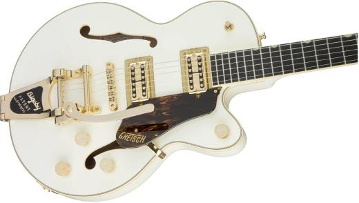 G6659TG Players Edition Broadkaster Jr. Center Block Single-Cut with String-Thru Bigsby and Gold Hardware, Ebony Fingerboard - Vintage White