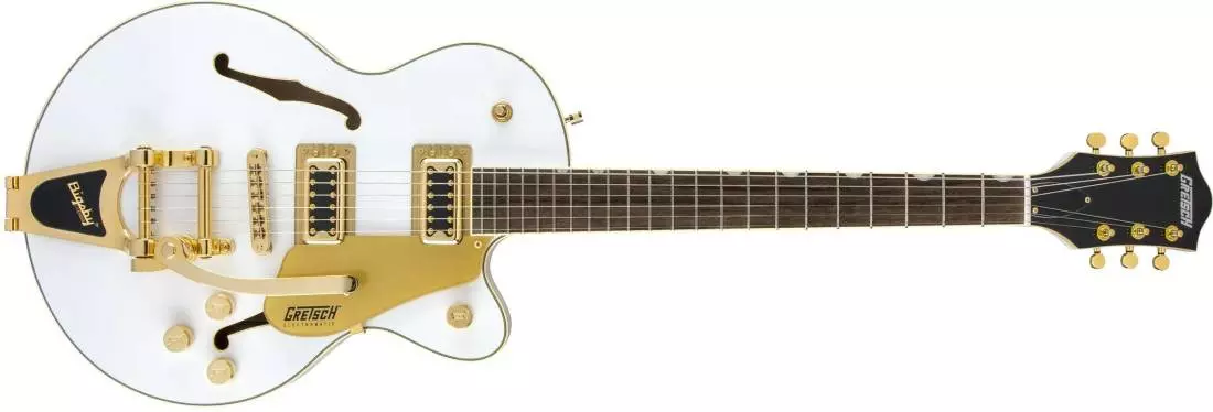 Guitare G5655TG Electromatic Center Block Jr. en édition limitée, pan coupé avec Bigsby et matériel en or, touche en laurier - Snow Crest White