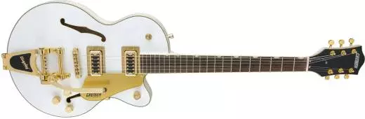 Guitare G5655TG Electromatic Center Block Jr. en édition limitée, pan coupé avec Bigsby et matériel en or, touche en laurier - Snow Crest White