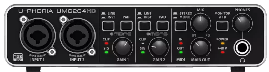 U-Phoria UMC204HD Audiophile 2x4, 24-Bit/192 kHz USB Audio/MIDI Interface