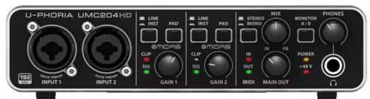 Behringer - U-Phoria UMC204HD Audiophile 2x4, 24-Bit/192 kHz USB Audio/MIDI Interface