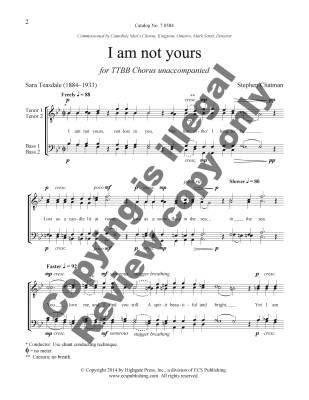 I Am Not Yours - Teasdale/Chatman - TTBB