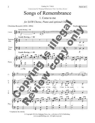 Songs of Remembrance: No. 1 Come to me - Rossetti/Chatman - SATB