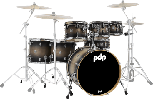 Pacific Drums - Concept Maple 7-Piece Shell Pack (22,8,10,12,14,16,SD) - Satin Charcoal Burst