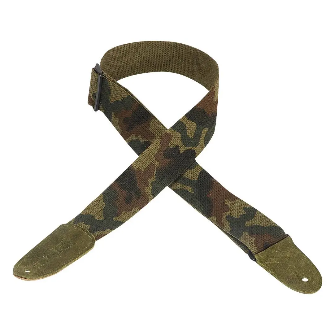 Cotton Guitar Strap with Suede Ends - Camo