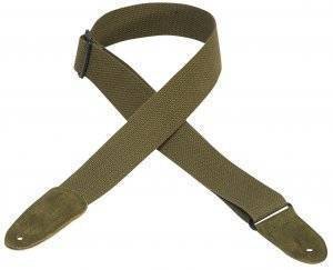 Cotton Guitar Strap with Suede Ends - Green