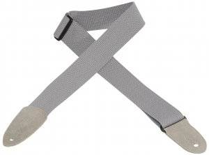 Cotton Guitar Strap with Suede Ends - Grey