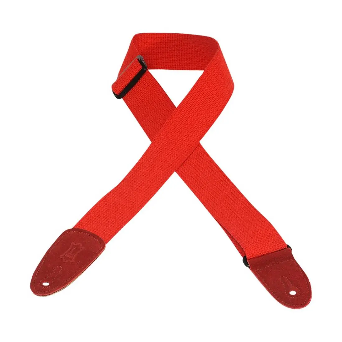 Cotton Guitar Strap with Suede Ends - Red