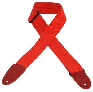 Cotton Guitar Strap with Suede Ends - Red