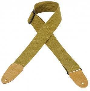 Cotton Guitar Strap with Suede Ends - Tan