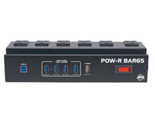 American DJ - POW-R BAR65 Power Block w/ 6 Surge-Protected AC Outlets and 4-Port USB Hub