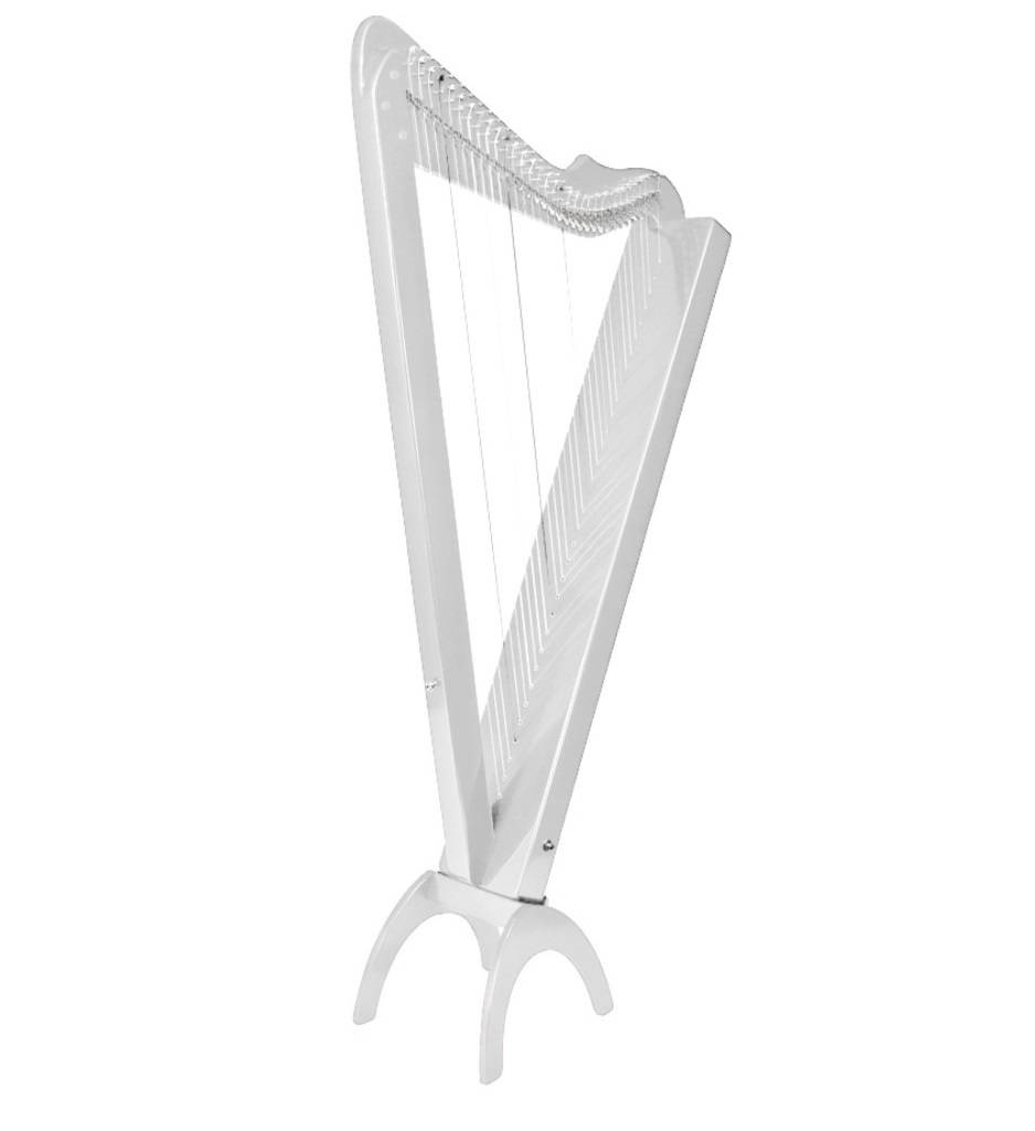 Grand 33-string Harp w/ Pickup - White Stain