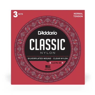 DAddario - Classic Nylon Guitar Strings, Normal Tension - 3 Sets