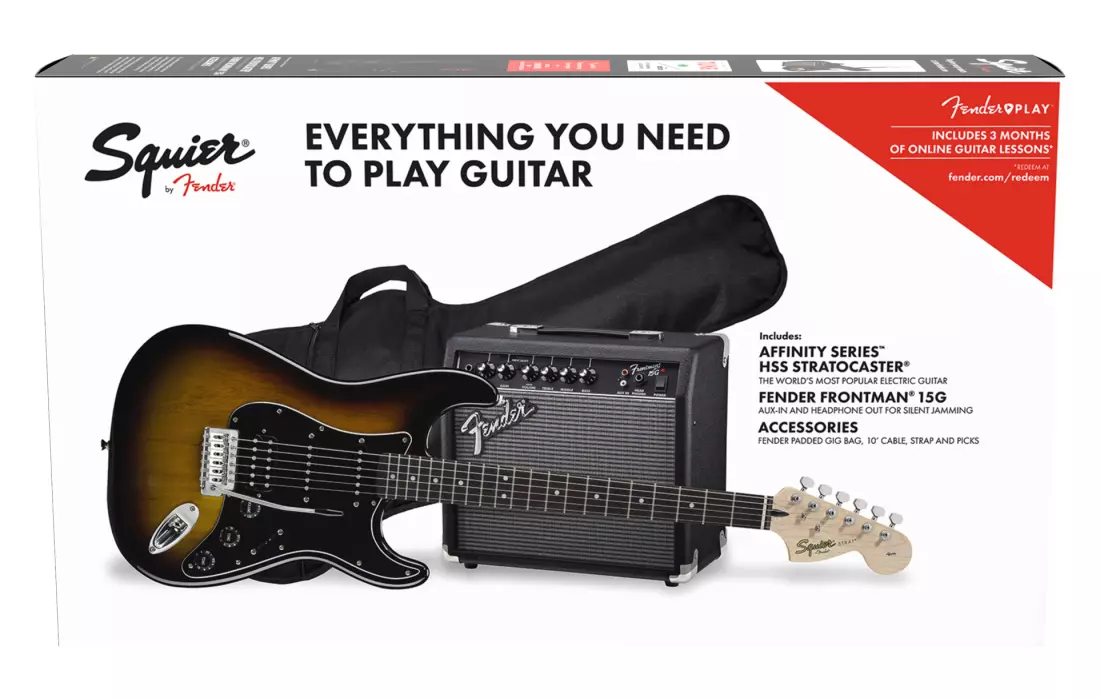 Affinity Strat HSS Pack w/Gigbag - Brown Sunburst