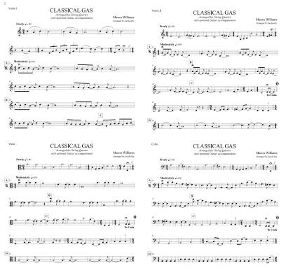 Classical Gas - Williams/Kelley - String Quartet (opt. Guitar)