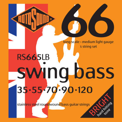 Rotosound - Swing Bass 66 Stainless Steel 5-String Bass Set  35-120
