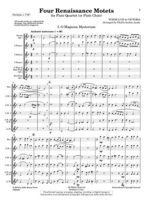 Four Renaissance Motets for Flute Quartet (or Flute Choir) - Victoria/Louke - Score/Parts